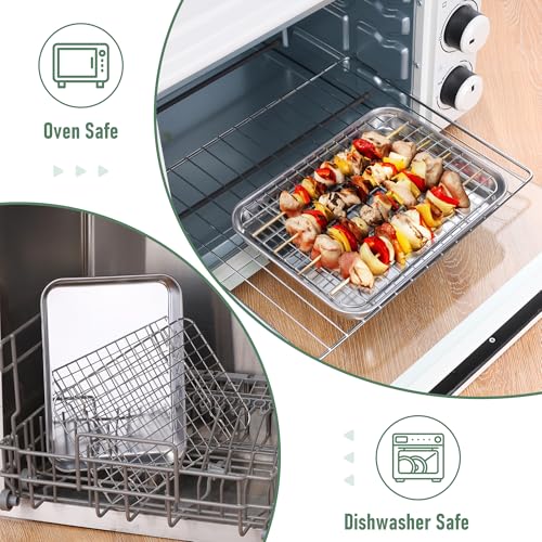 Homikit Toaster Oven Pan with Rack (1 Small Baking Sheet+1 Rack), 9” x 7” - size: 9*7 Inch
