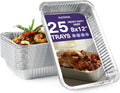MATANA 25 Pack 8x12 Foil Aluminum Pans Disposable Trays - Ideal for Roasting, Baking, Lasagna, Cakes, Tarts, Bread, Crawfish, Chafer, Party - style: 8x12 (25 Pans)