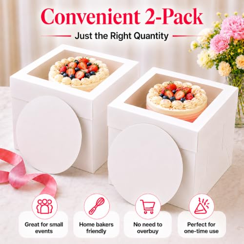 NPLUX 2 Pack Halloween Bakery Boxes, 10x10x8 Cake Boxes for Custom Cakes