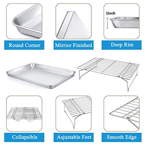 P&P CHEF 16 Inch Baking Sheet with Rack Set, Pans with Stackable Racks - size: 16 + 16 Inch, style: Pans with Stackable Racks