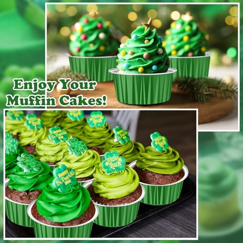 Gejoy 400 Pcs Aluminum Foil Baking Cups with Lids, Classic, Dark Green - color: Dark Green, size: Classic