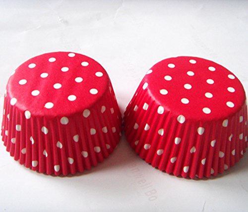 Red Polka Dot Paper Muffin Cupcake Liners case Baking Cups Cake Wrappers Holders 100 pcs,Standard Size 2x1.25inch - color: Red Polka Dots