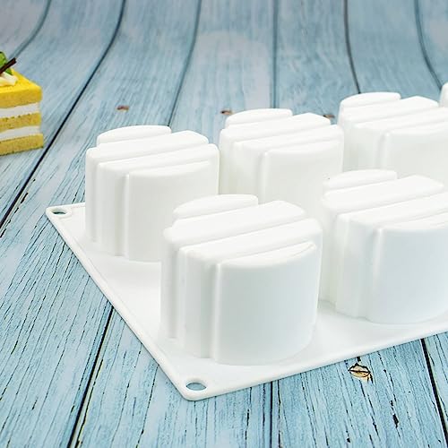 3D Small Cylinder Square Shape 8 Holes Non-stick Silicone Mold for DIY Pastry Jelly Cupcakes Mousse Ice Cream Chocolate Utensil (Cylinder Square I_11.88 X6.8 X1.76 inch) - size: Cylinder Square I_11.88 x 6.8 x 1.76 inch