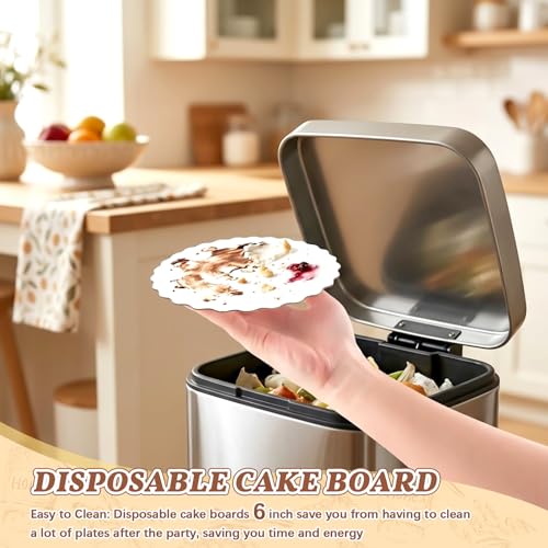 30 Pack 6 Inch Round Cake Boards,White Wave Cardboard Cake Rounds - color: White, size: 6 Inch - 30 Pack, style: Wavy Edge