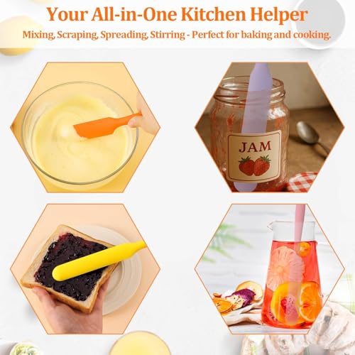 6 Pack Silicone Jar Spatula Small Silicone Spatulas Mini Jar Scraper for Peanut Butter, Mayo, Jams Flexible Kitchen & Baking Tools - color: 6 Full Colors