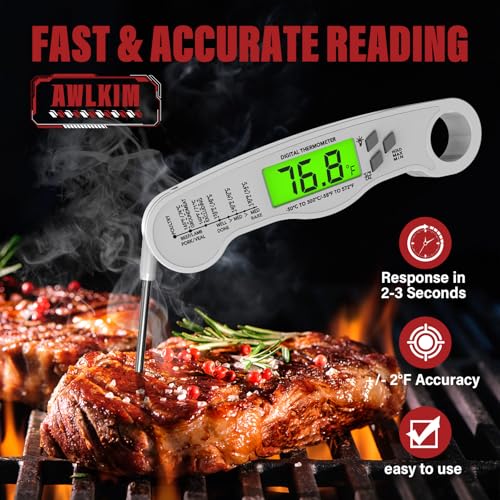 AWLKIM Meat Thermometer Digital, Instant Read Food Thermometer, White - color: 1 Pack White