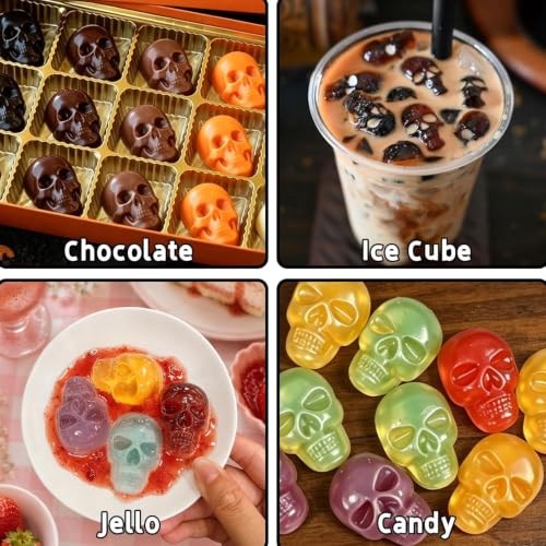 Halloween Silicone Molds 8-Cavity Chocolate Molds with Skull Shapes Spooky Fall Silicone Candy Molds for Baking Cake Soap Wax Melts Jelly Pudding 2Pcs - color: Style6