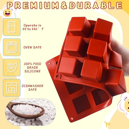 3Pcs Square Cube Cake Silicone Mold, 1.4" x 1.4" x 1.4" 3D Square Silicone Chocolate Molds for Baking, 45-Cavity Cube Jello Silicone Mold for Truffle Chocolate, Mini Brownie, Ice Cube - color: 15-Cavity Regular Square