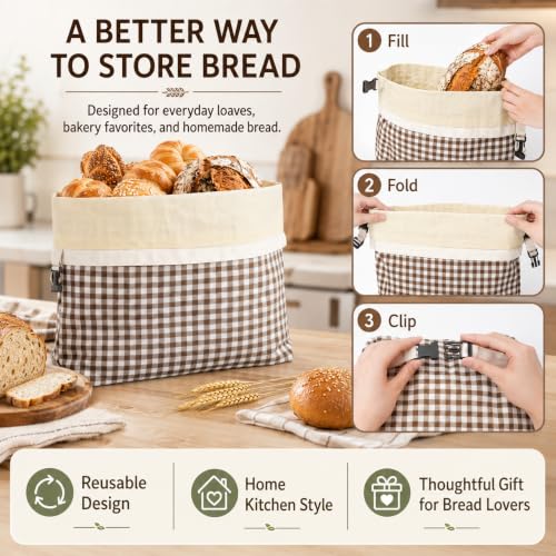 2-Pack Reusable Beeswax Bread Bags for Homemade Sourdough - color: Coffee