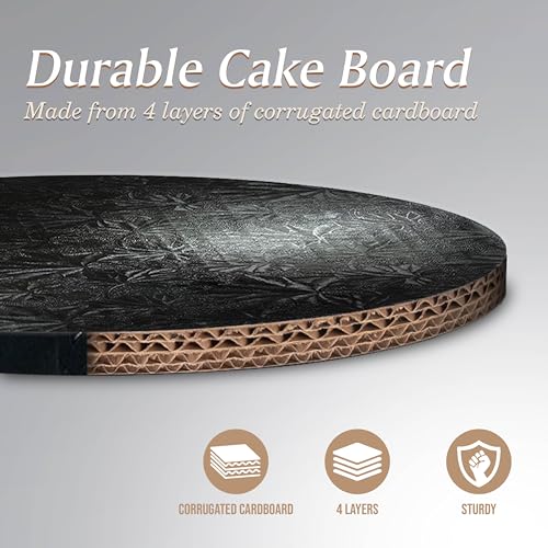 Cakebon Cake Boards 12" Black Round Cake Drums 1/2" Wrapped Edge 1Pack - color: Black, size: 12 Inch