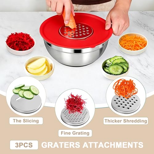 ENVTEK Stainless Steel Mixing Bowls Set with Lids,Silicone Bottoms,Colorful - color: Colorful