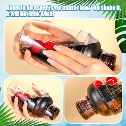 Lallisa 4 Pcs Plastic Cocktail Shaker Hand Drink Mixer Bubble Tea Shaker with Scales and Strainer Top Clear Cup with Measurements Mixing Tool for Tea Coffee Milk(350 Cc/ 12 oz) - size: 350 cc / 12 oz