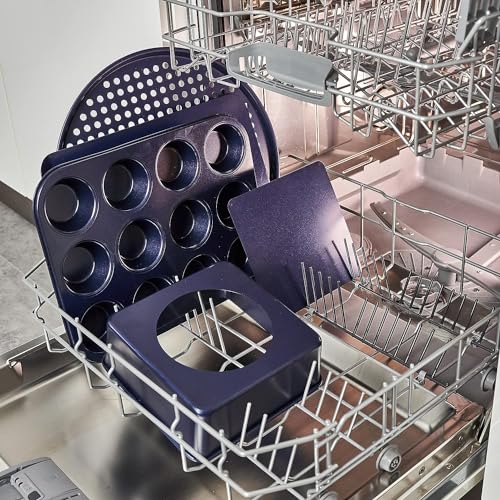 Zyliss Durable Non-Stick Pizza Tray | Carbon Steel | Dark Blue | Pizza Tray/Bakeware | Dishwasher Safe | 5 Year Guarantee… - style: Pizza Tray
