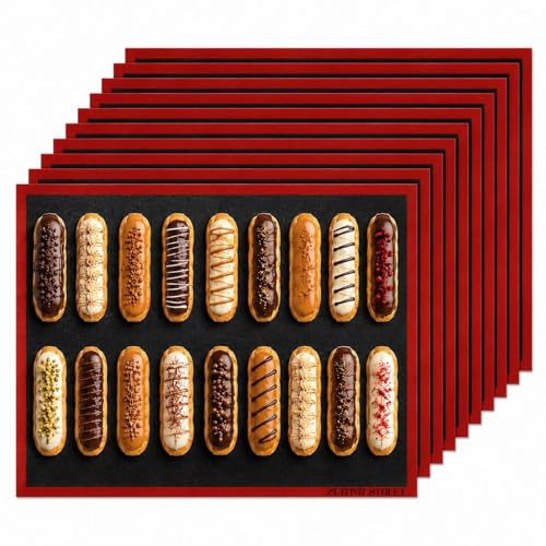 Perforated Silicone Baking Mats - Eclair Mat, Full Sheet 15x23”, Pack of 10 - size: Full Sheet Size - 15" x 23" (Pack of 10)