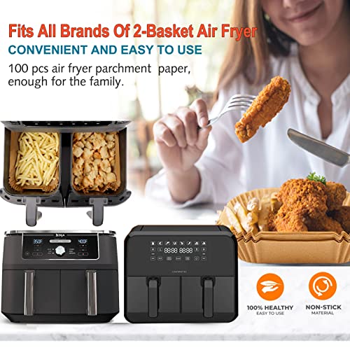 Air Fryer Liner Rectangular for Ninja Foodi Dual Basket 8QT 10QT - size: 8.6"x5.5" Rectangle 125 pcs