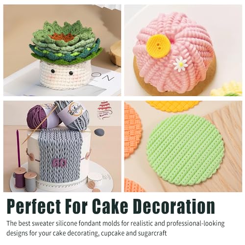 KALAIEN 1 Pcs Sweater Texture Fondant Impression Mats(Style 1) - color: Style 1