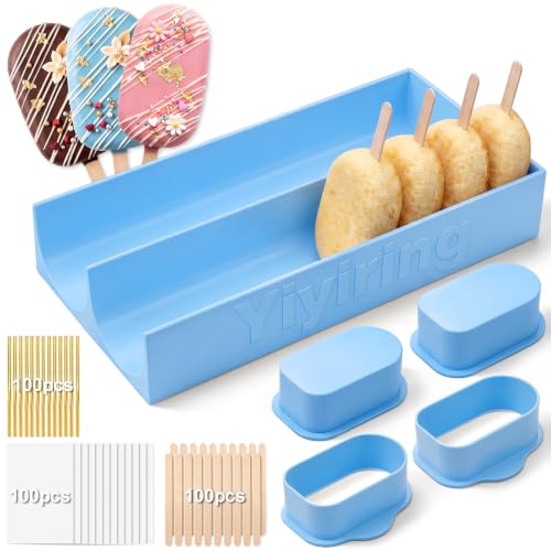 2 Sets 3'' Cakesicle Cutter with 9'' Dual-slot Tray Cake Mold Set - color: Blue, size: 3in, style: Dual-slot