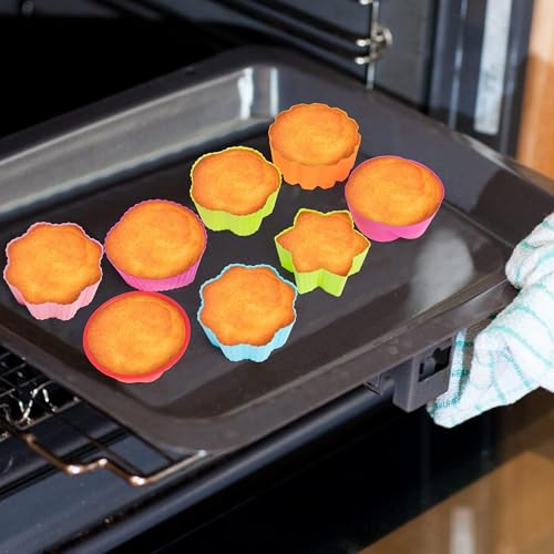 R HORSE Multi Flower-Shaped Silicone Cupcake Molds, 42PCS - color: Flowers