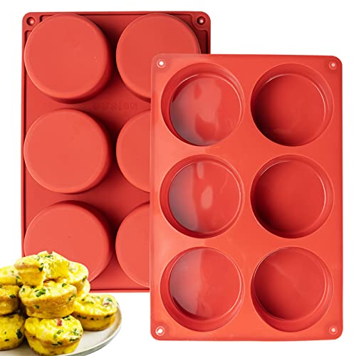 Silicone Egg Molds Frittata Pan, 2 Pack Starbuc Egg Bites Deep 3 Inch Dash Cups Sous Vide Round Rolls for Breakfast Sandwiches Omelets Dinner Rolls Baking - color: Maroon, size: Round-2pcs