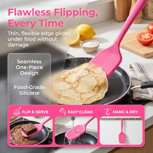 Small Silicone Spatula Set, Mini Spatula Heat Resistant for Serving, Baking - color: Pink
