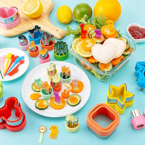 Nifogo Sandwich Cutter for Kids Lunch 48 Pcs (LARGE) - color: H-Orange Green 48pcs