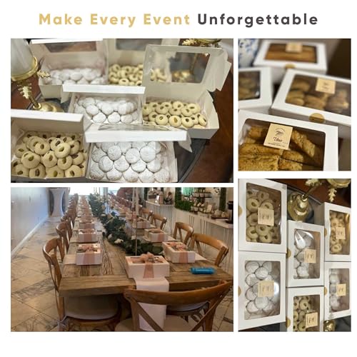 30 Pack 9x6x3in Cookie Boxes with Window, Bakery Boxes for Treats, Desserts - color: White