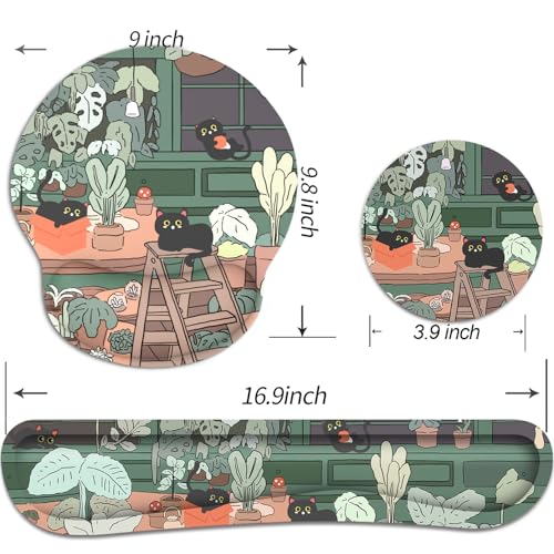Ergonomic Mouse Pad with Wrist Rest and Keyboard Wrist Rest, Mousepad - color: Cute Cat