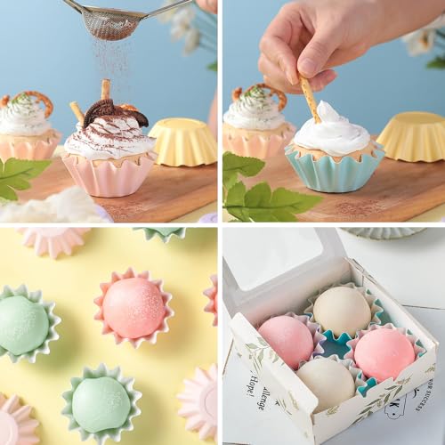100 PCS Baking Cups Cupcake Liner Flared Brioche Muffin Wrappers (Yellow) - color: Yellow, size: 100pcs