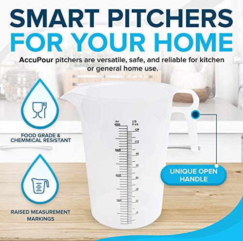 ACCUPOUR 8oz (250 mL) Measuring Pitcher, Plastic, Multipurpose - Great for Chemicals, Oil, Pool and Lawn - Ounce (oz) and Milliliter (mL) Increments (1 cup) (Pack of 3) - size: 8oz (Pack of 3)
