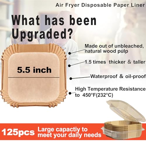 Small Air Fryer Liners, 2 2.1 2.6 3qt Mini Air Fryer Liners - size: 5.5" Square