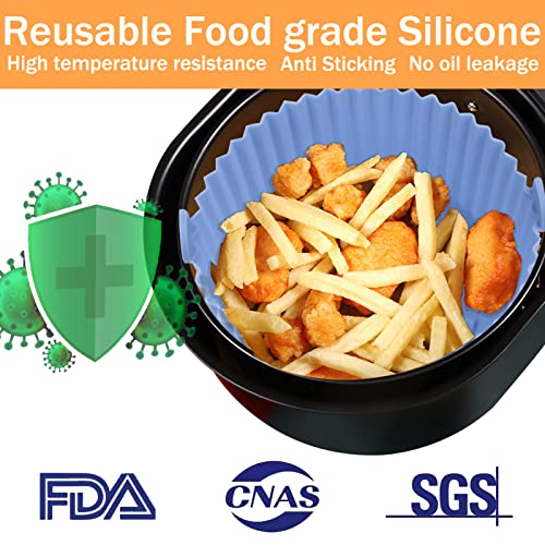 2 Pack Air Fryer Silicone Liners Basket Round, Apply to 1-3.5 QT Airfryer, Air Fryer Silicone Pot Bowl, Reusable Baking Tray Cooking Oven Accessories (Top 6.5in / Bottom 5.5in)