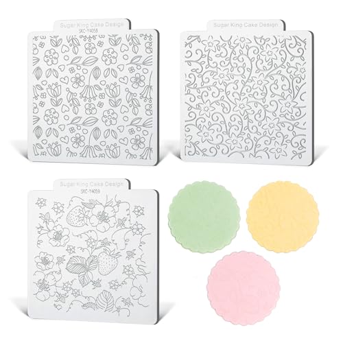 KALAIEN Cookie Stamps,Fondant Impression Mat Set of 3 Style 2 - color: Style 2