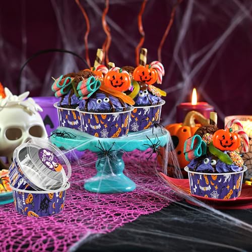 Halloween Mini cake pans with lids, 5oz Round, 30Pack ZOXILEN - color: Purple 30pcs
