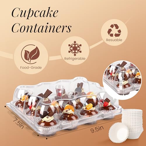 20 Pack 12 - Count Mini Cupcake Containers with 240 Liners