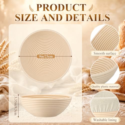 Banneton Proofing Baskets with Linen Liner Round, 10 Pack, 9 Inch - size: 9 Inch