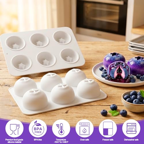 3D Blueberry Silicone Mold for Mousse Cake - Fruit Pudding Blueberry Molds - color: 6-Cavity Blueberry