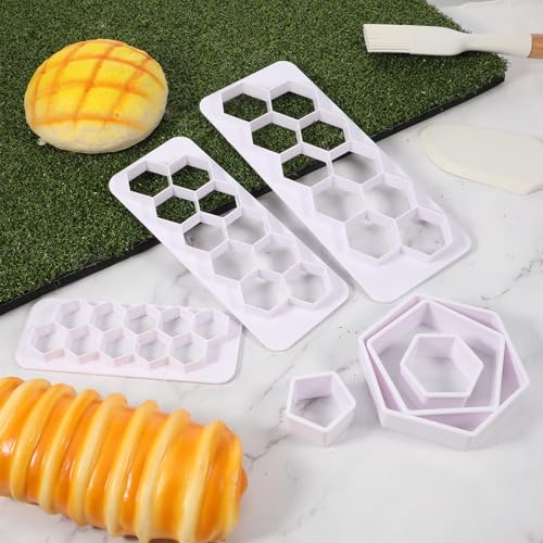 Bewudy 7 PCS Football Cookie Cutter, Hexagon Cookie Cutter Football Mold