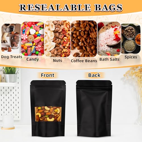 100 PCS Resealable Bags for Small Business, Trail Mix Bag|5.5x7.9in - color: Black, size: 5.5x7.9in
