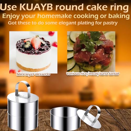 Round Cake Ring Molds, 4 inch Stainless Steel Food Rings Dessert Mousse Cooking Rings Mold Extra High 6cm with Pushers (Include 4 Rings & 2 Pushers) - size: Extra High 4-inch-6pcs