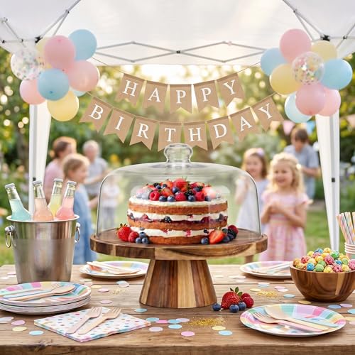 Acacia Wood Cake Stand with Lid - 11.4” Wooden Cake Stand with Dome & Magnetic Base, Cupcake Stand for Birthday Parties & Gatherings, Premium Clear Acrylic Lid for Dessert Display(Magnetic) - color: Magnetic