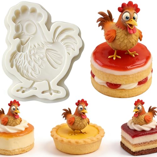 Cartoon Rooster Silicone for Fondant Candy Cupcake Toppers Desserts - color: Rooster Silicone Molds