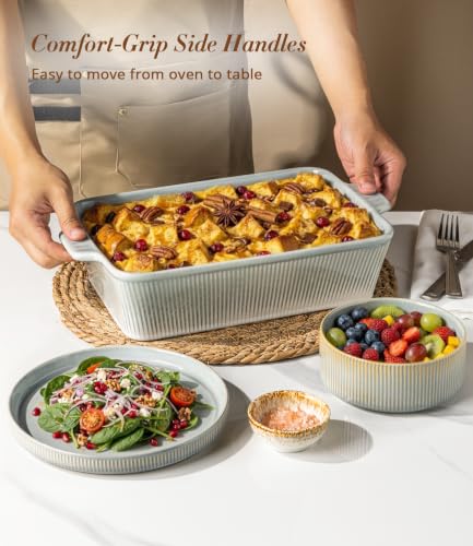 TheTerra Casserole Dishes for Oven, Ceramic Baking Dish Set of 3 - color: Desert Sage
