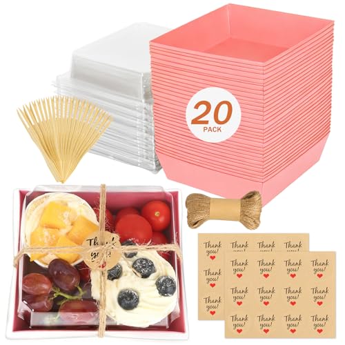 20Pcs Small Charcuterie Boxes with Clear Lids, Food Container, Pink - color: Pink 20