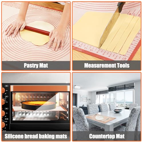 Silicone Pastry Mat 36x24 Inch Nonstick Baking Mat Large Dough Rolling Mat - color: Red, size: 24"L x 36"W