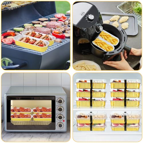 Mini Loaf Pans with Lids and Spoons (100 Pack, Gold, 6.8oz) Rectangular Aluminum Foil Baking Pans - color: Gold
