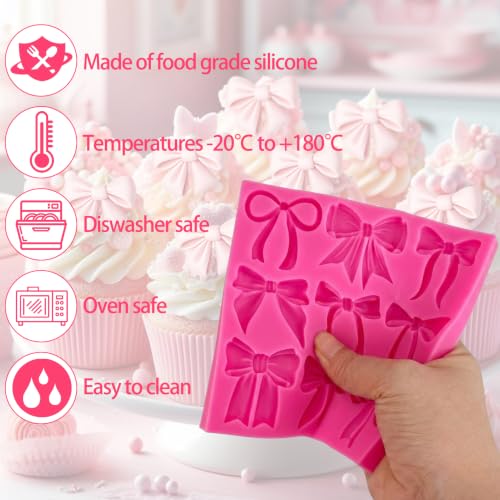 Bow Chocolate Silicone Molds, 11 Cavities Bowknot Coquette Fondant Mold - style: Bow-11 Cavities