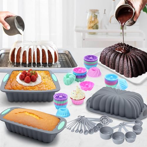 Tongjude 72 Pieces Silicone Baking Pan, Silicone Baking Mold - size: 72 Pcs Bakeware Sets