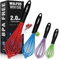 Walfos Whisk, Silicone Whisk Heat Resistant (480°F) Kitchen Whisks Set of 4- Professional Whisks For Cooking Non Scratch, Balloon Egg Whisk Perfect for Frothing, Blending, Beating - color: 4pcs Colorful;5+7+9+11in