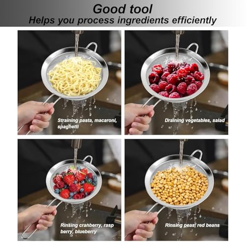 Fine Mesh Strainers for Kitchen, Stainless Steel Metal Hand Small Mini Sieve Strainer, Cocktail Strainer Tea Coffee Juice Strainer, Food Strainer with Handle (4inch, Silver) - size: 4INCH