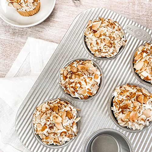 USA Pan Jumbo Texas Muffin Pan, 6 Well, Nonstick & Quick Release Coating, Aluminized Steel - size: 6 Cup, style: Jumbo Muffin Pan